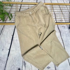 Dazy Women's High Rise Wide Leg Jeans Tan Size XL